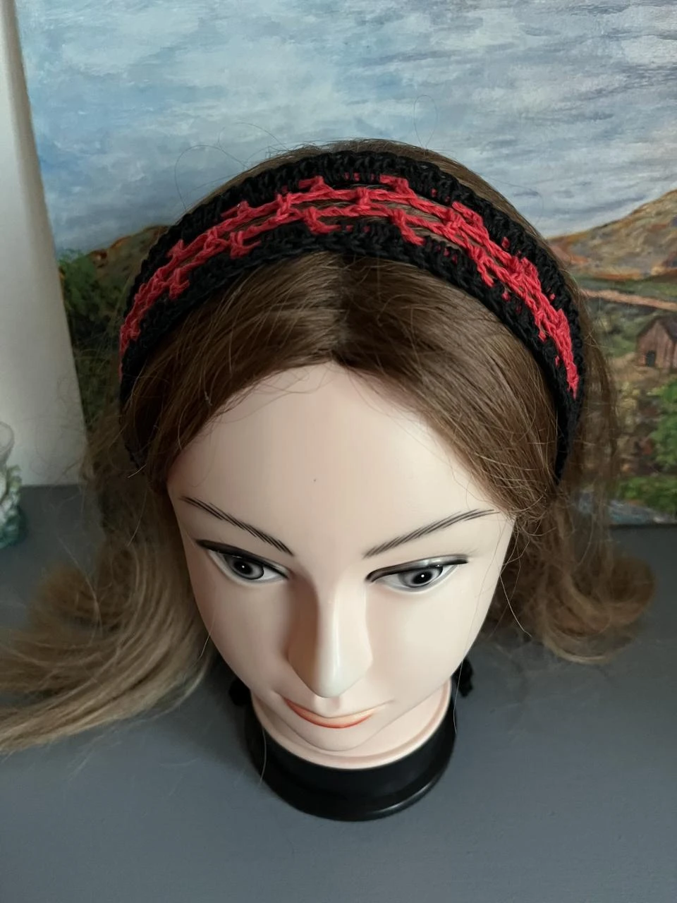 Bandeau Serre tête Headband Stirnband Hoofdband Venda Katoen Rood Zwart One Size – photo 2